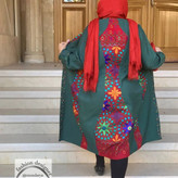 مانتو زنانه جنس کتان کریستال طرح (گلستان) سایز42